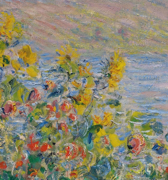 Claude Monet Flower Beds at Vetheuil Impressionist Art Poster