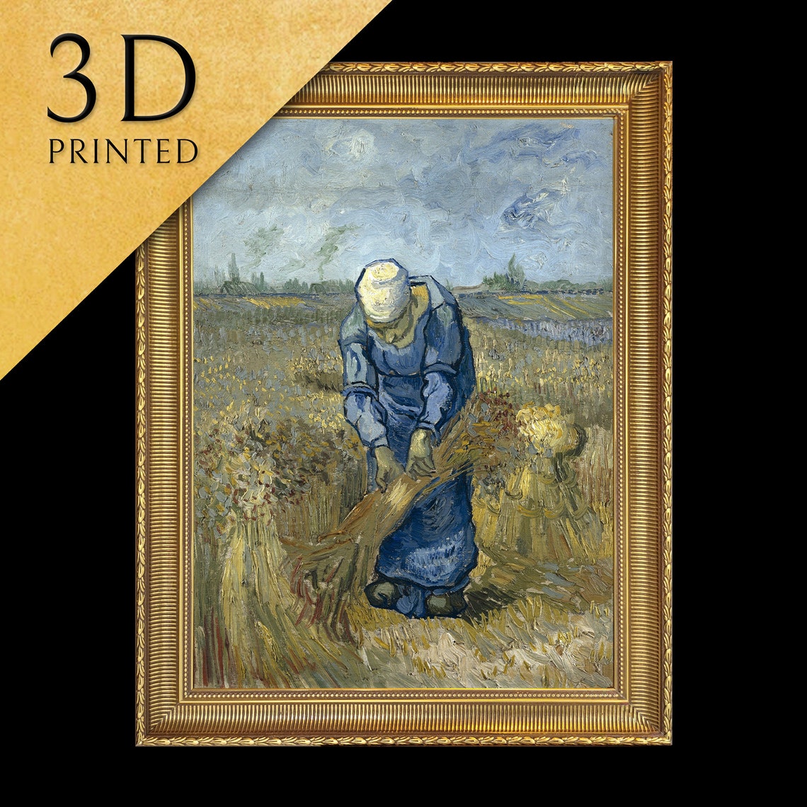 Vincent Van Gogh Peasant Woman Binding Sheaves Textured Poster