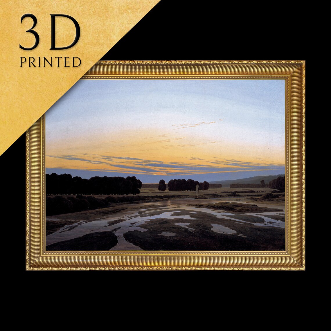 Caspar David Friedrich Grosse Gehege Dusk Marsh Textured Print