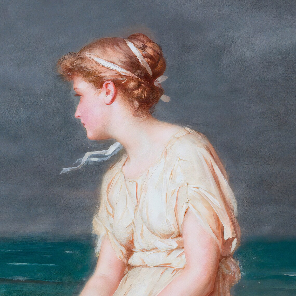 Miranda Gazing at the Stormy Sea Waterhouse Romantic Painting Poster - Image 2