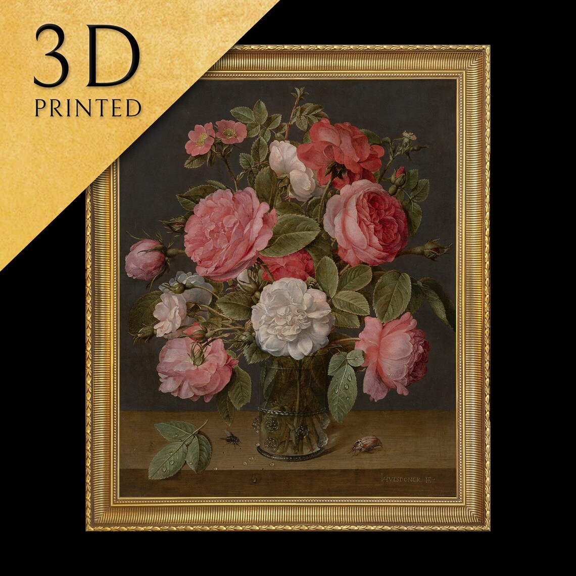 Roses in a Glass Vase, Jacob Van Hulsdonck Art Print