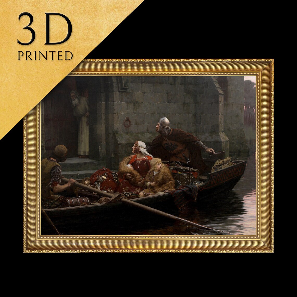 Leighton In Time of Peril Knight Rowing a Family to Safety Poster