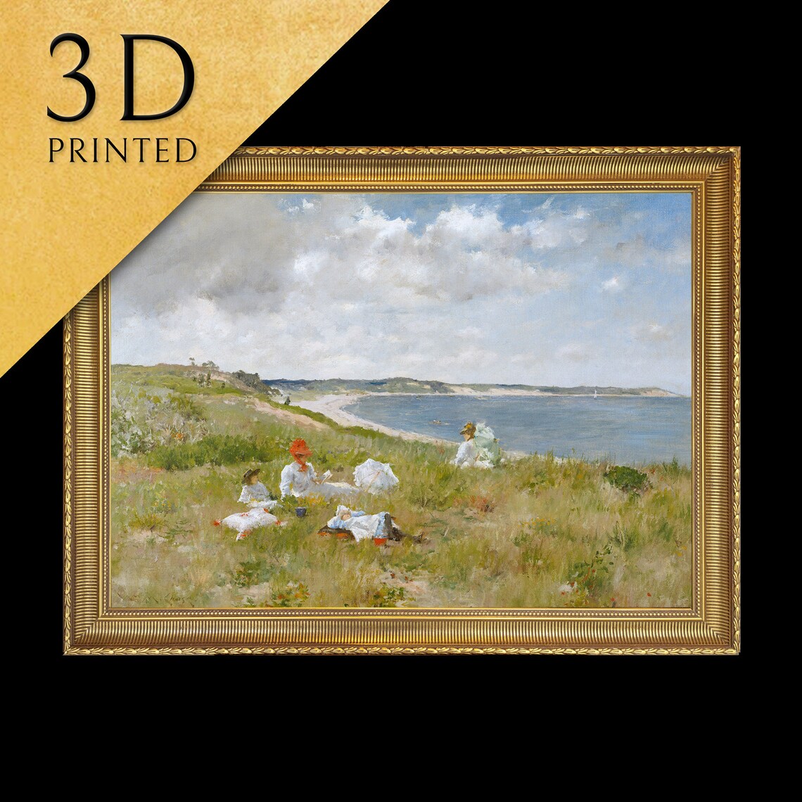 Women Picnicking on a Coastal Bluff Impressionist Art Poster