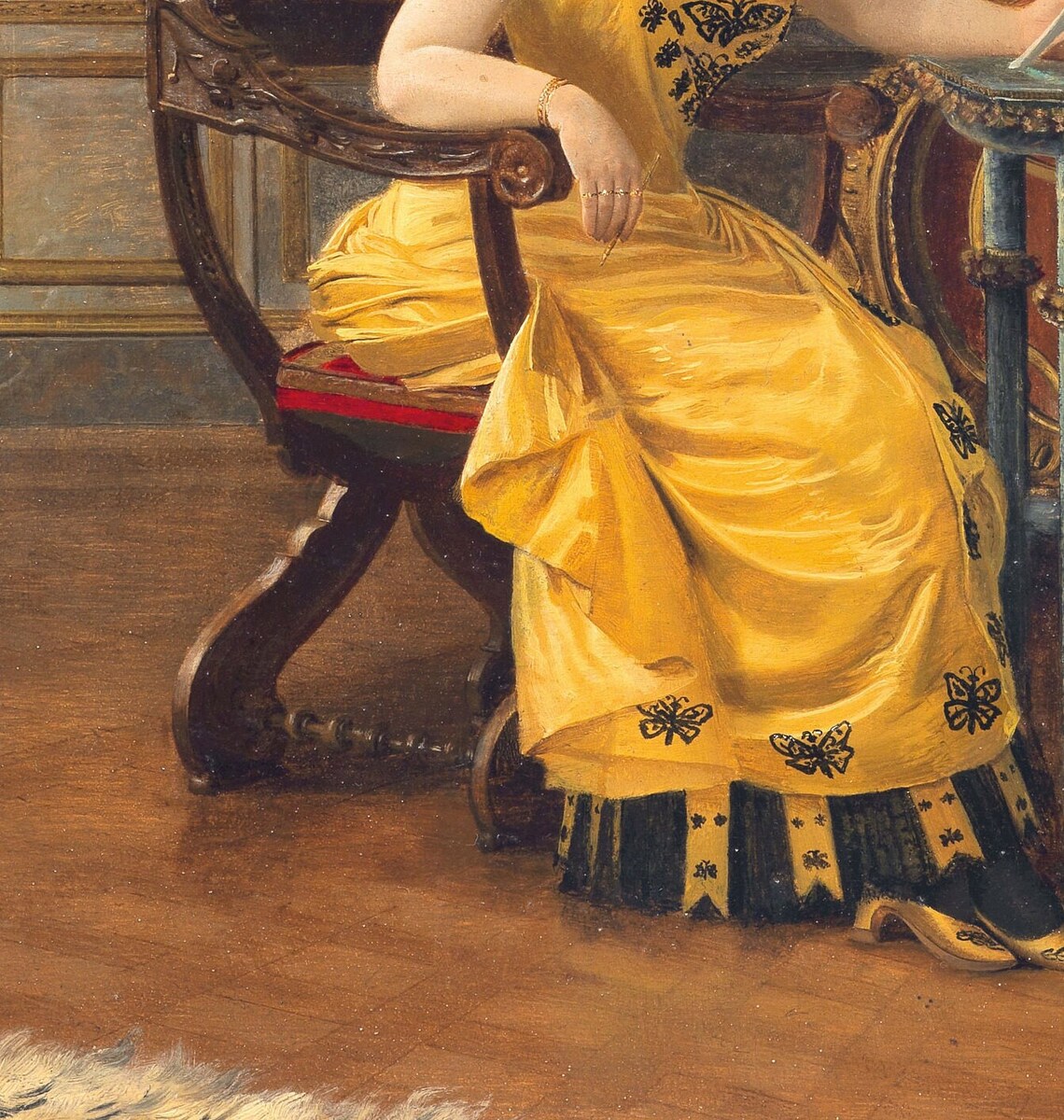 Georges Croegaert The Letter Woman In Yellow Gown Elegant Wall Art - Image 3