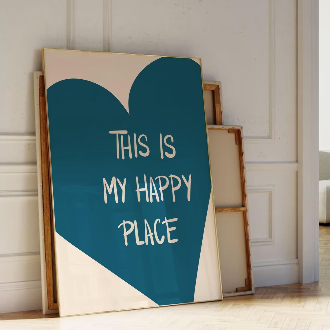This Is My Happy Place Navy Heart Quote Poster