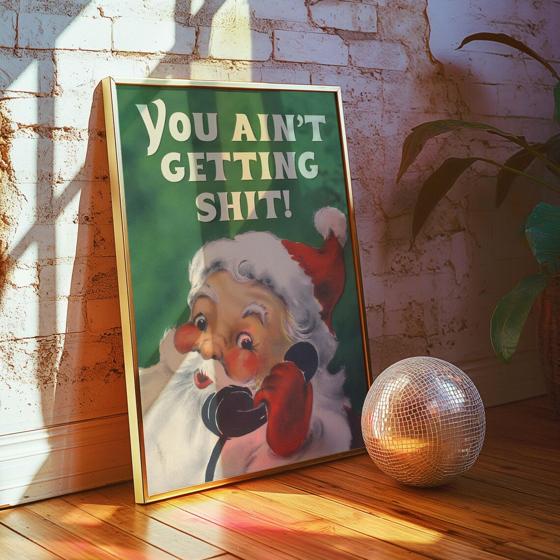 Funny Christmas Santa Quote Vintage Retro Holiday Humor Wall Poster - Image 6