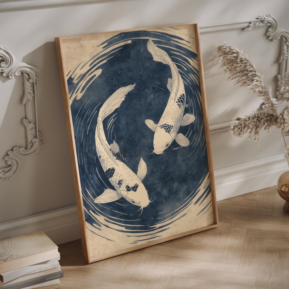Yin Yang Koi Balance, Japandi Minimalist Art Print - Image 3