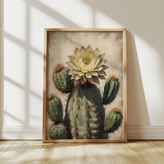 Cactus Flower Closeup, Southwestern Rustic Plant Decor
