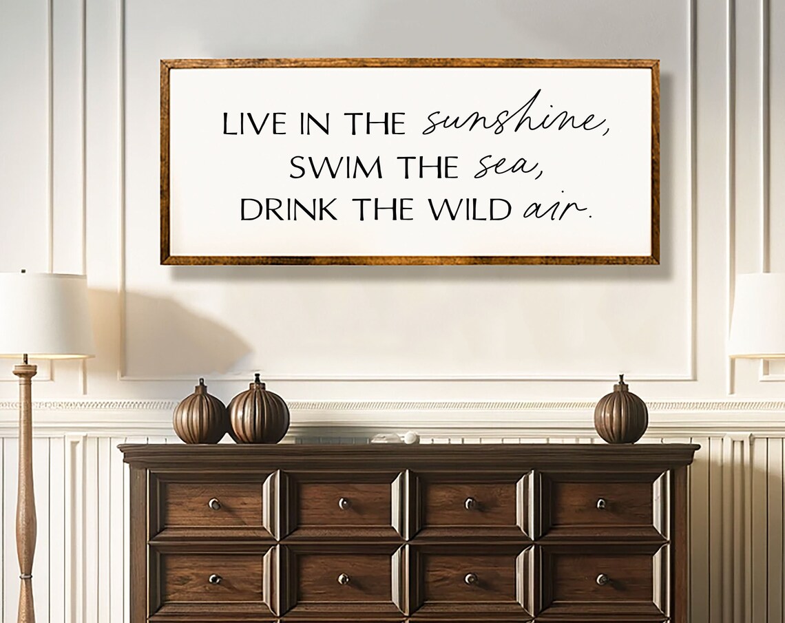 Live In The Sunshine Swim The Sea Drink The Wild Air Emerson Poster