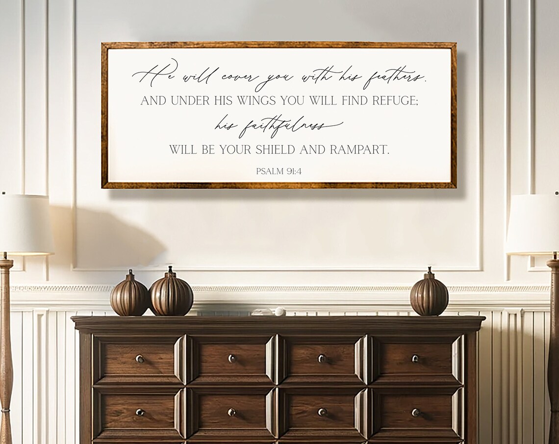 He Will Cover You With His Feathers Scripture Art Print