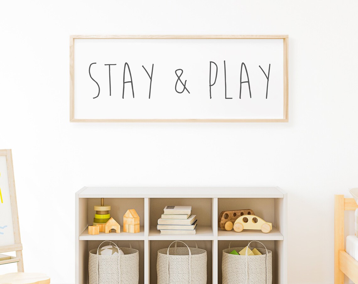 Stay And Play Wooden Sign Kids Room Decor Playroom Wall Art Fun And Colorful Nursery Decor Childrens Play Area Inspiring Quote