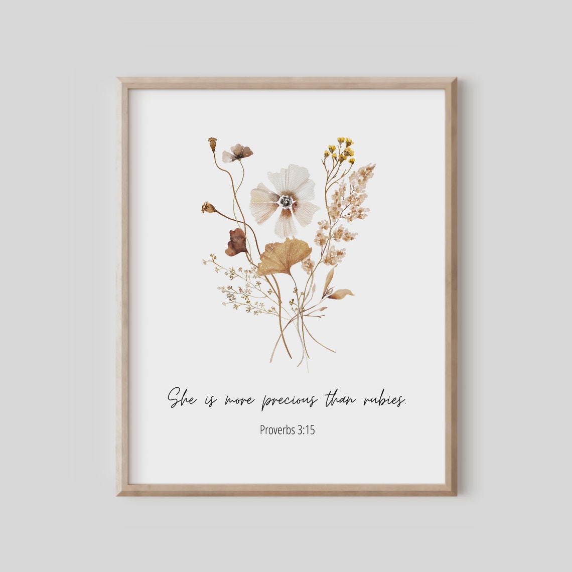 She Is More Precious Than Rubies Proverbs 3:15 Floral Wall Art