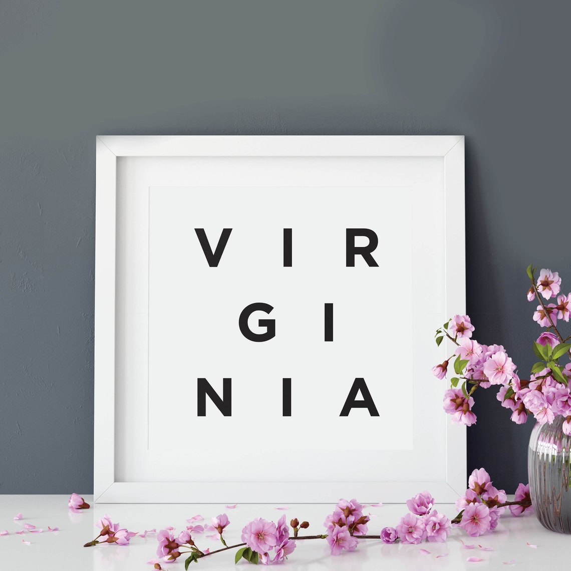 Virginia Minimalist Black White State Decor Digital Print Download - Image 4