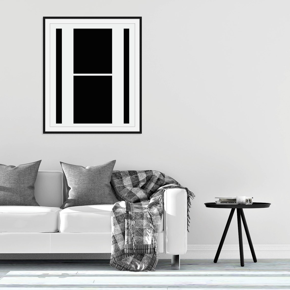Letter H Monogram Initial Black and White Modern Minimalist Poster - Image 4