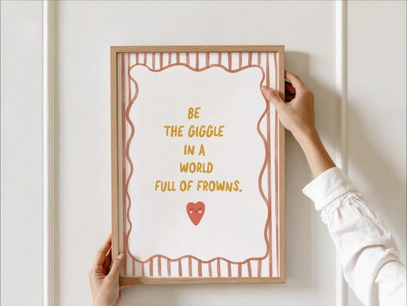 Be The Giggle Quote Print Whimsical Nursery Wall Art Scalloped Frame Cute Baby Room Decor Playroom For Boys And Girls