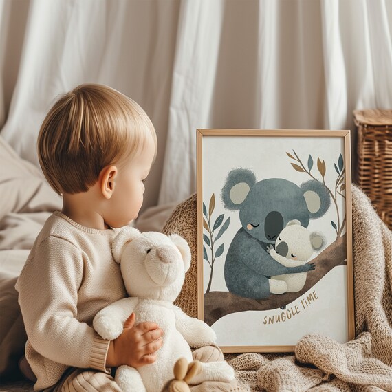 Snuggle Time Koala Mother Baby Sweet Nursery Animal Art Poster