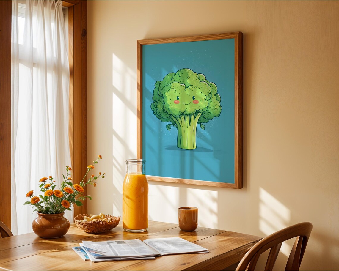 Cute Broccoli Poster Wall Art For Home Kitchen Decor Fun Vegetable Art For Kids Rooms - Image 4