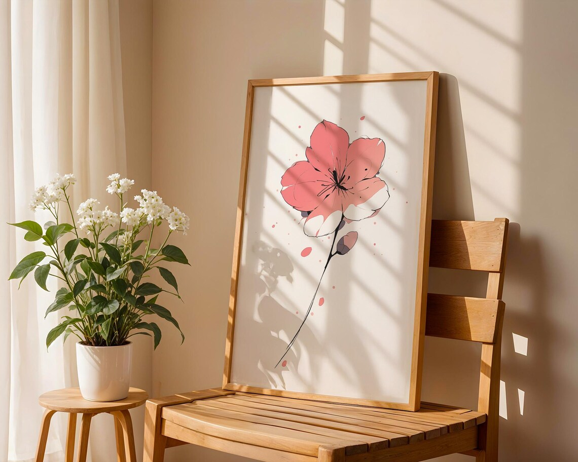 Pink Flower Art Print for Home, Kitchen Office Decor - Image 4