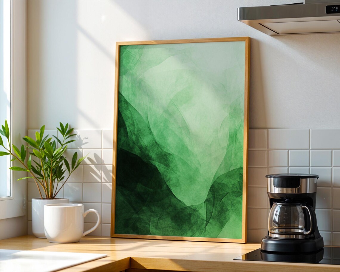 Green And White Flow Art Print, Home Decor - Image 4