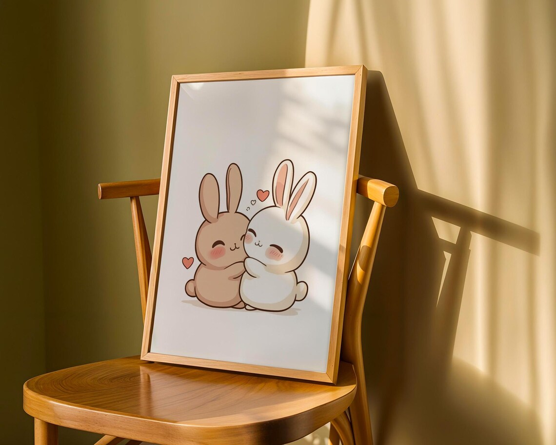 Cute Rabbit Couple, Home and Room Decor - Image 6