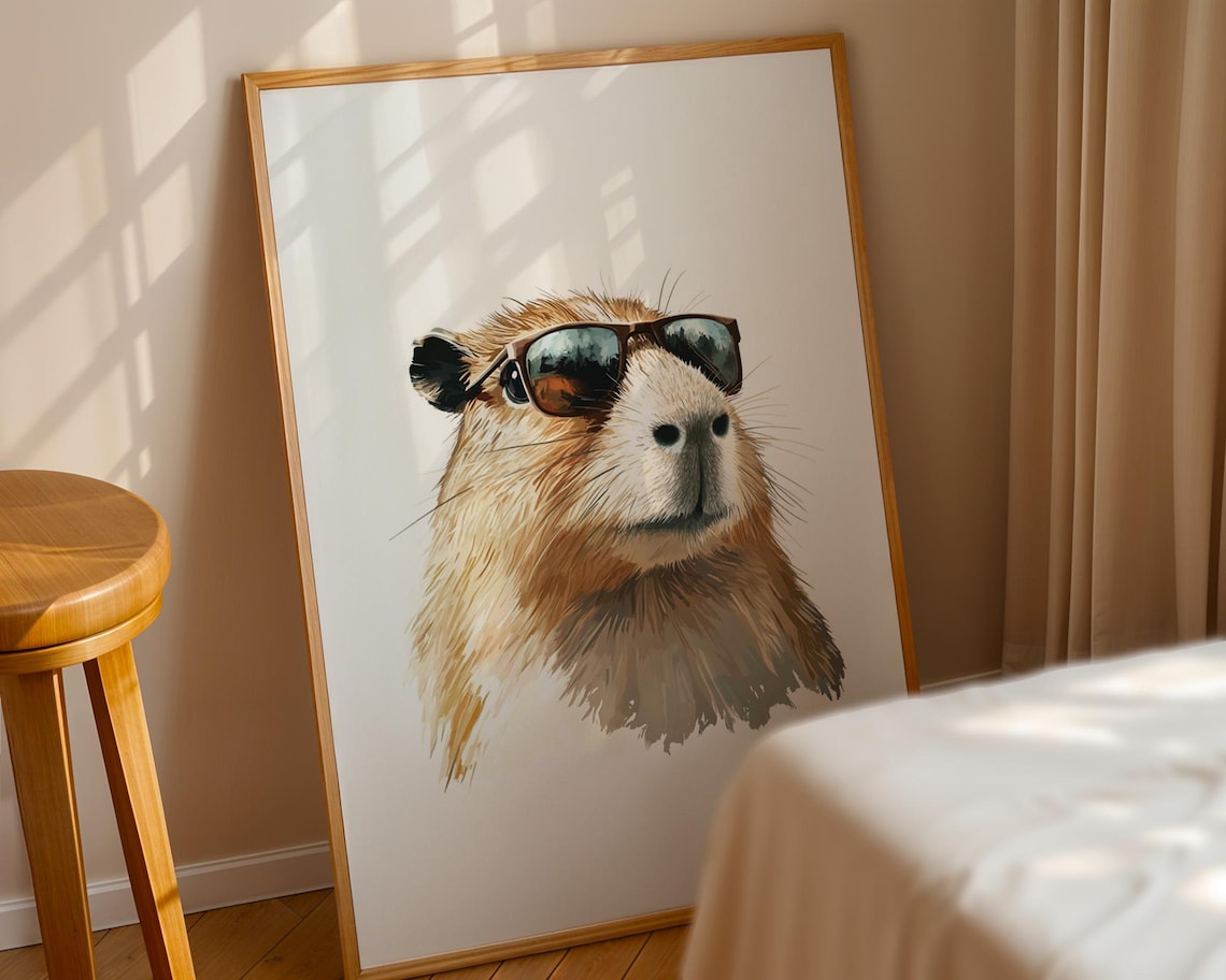 Capybara Wearing Glasses, Home Office Decor