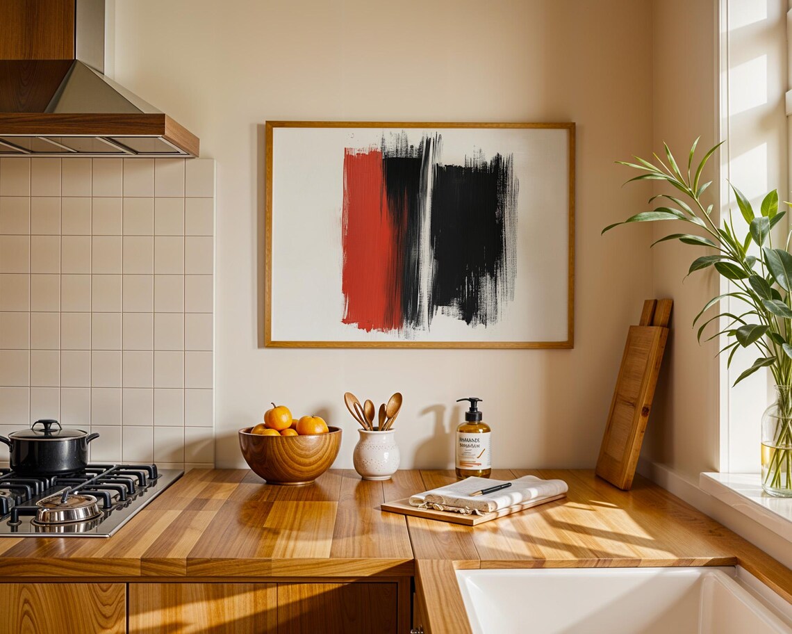 Black And Orange Double Paint Stroke Poster Modern Art Wall Art For Home Office Decor - Image 3