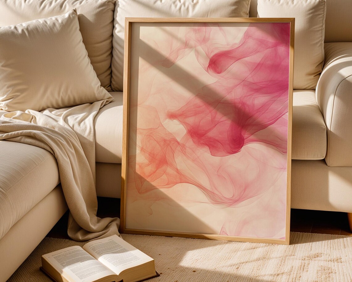 Pink And Peach Mist Flow, Home Kitchen Office Decor