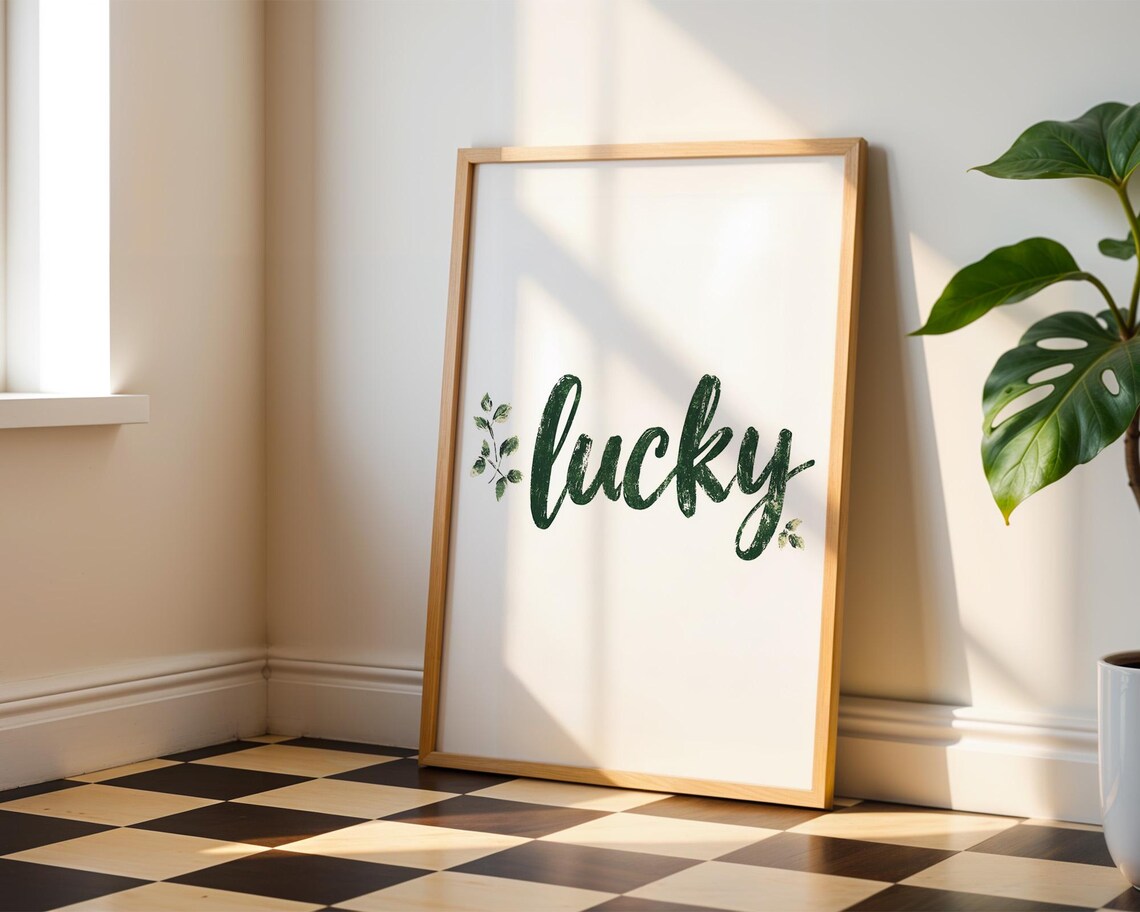 Lucky Green Text, Kitchen Office Room Decor - Image 3
