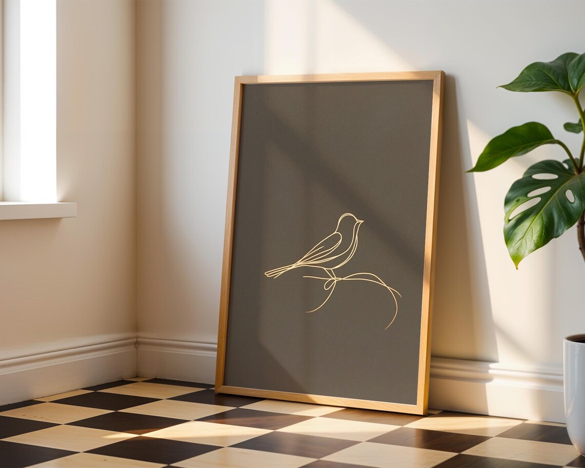 Minimalist Line Art Bird, Home Kitchen Office Decor - Image 4