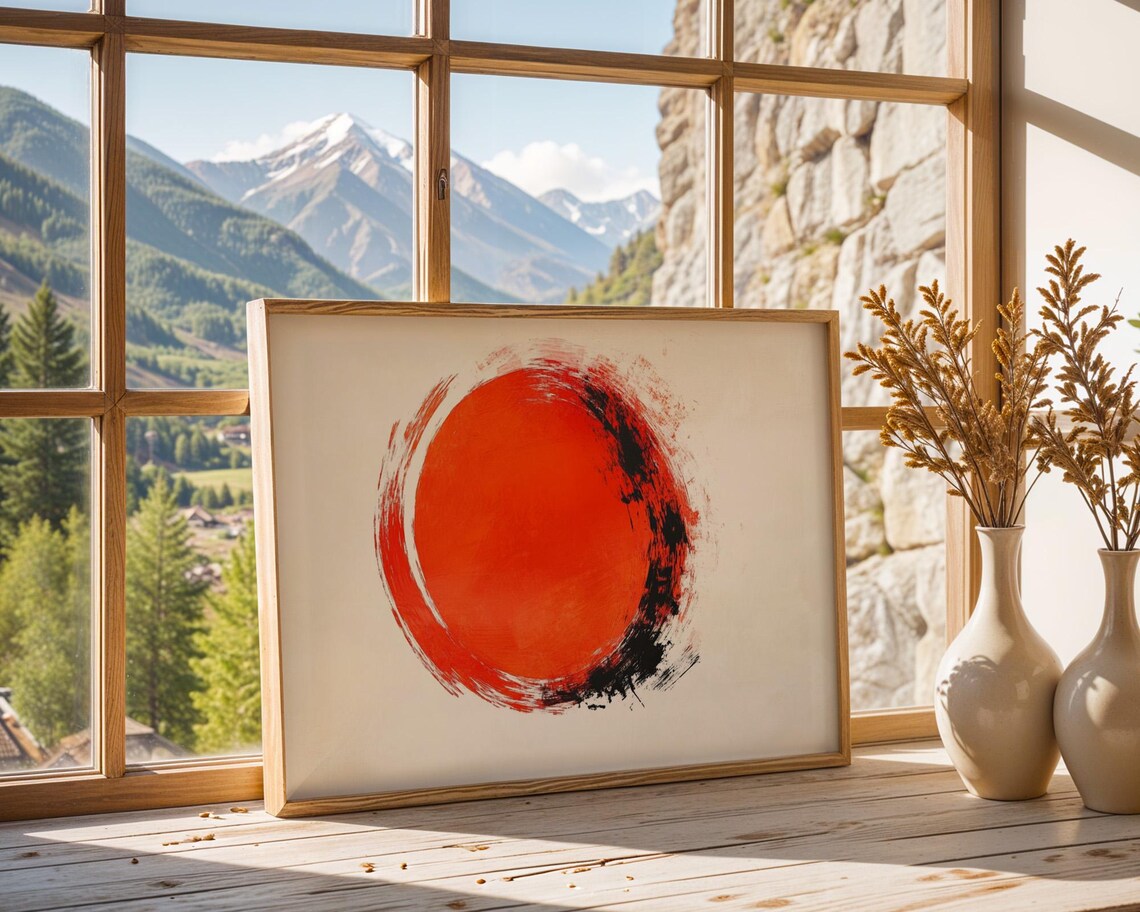 Big Orange Circle Paint Modern Art Poster Wall Art For Home Office Room Decor - Image 4