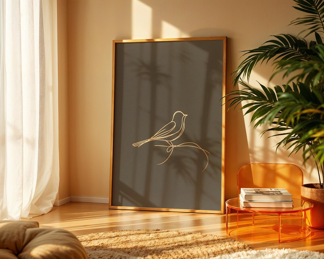 Minimalist Line Art Bird, Home Kitchen Office Decor - Image 2