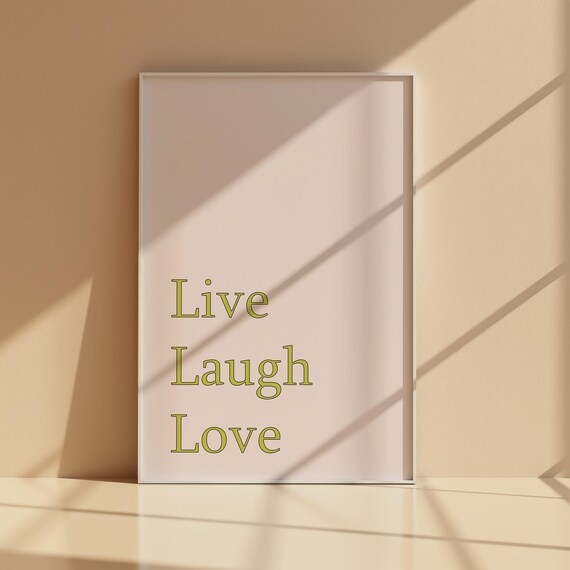 Live Laugh Love Gold Serif Inspirational Quote Poster for Home Decor