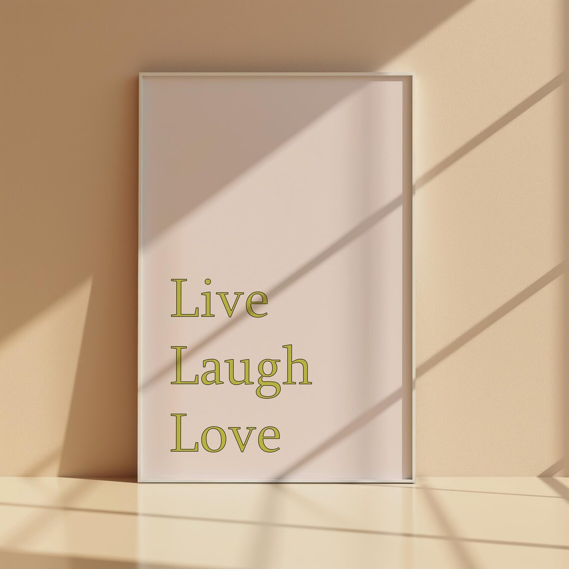 Live Laugh Love Gold Serif Inspirational Quote Poster for Home Decor