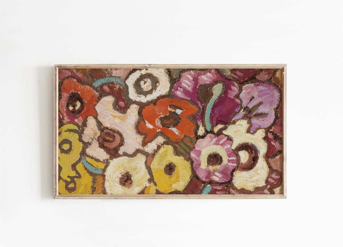 Bold Colorful Wildflower Blooms Textured Abstract Botanical Wall Art - Image 3