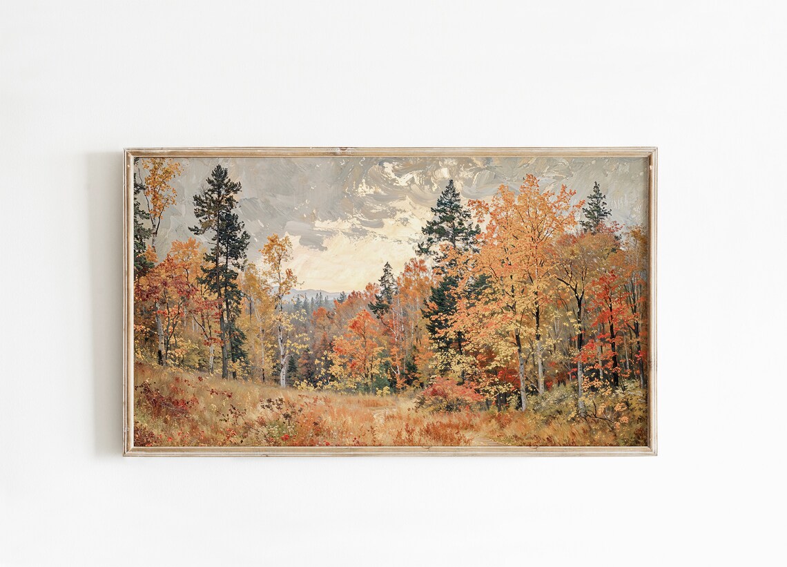 Autumn Frame TV Art, Fall Trees Landscape Poster
