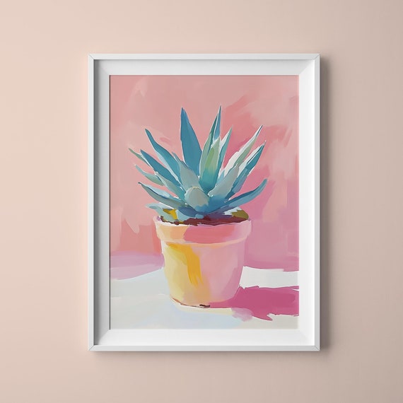 Plant Pot Garden Art Farmhouse Decor Cottagecore Decor Neutral Wall Art Aloe Vera Plant Art Wall Art Prints