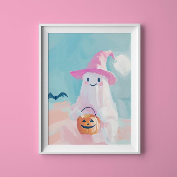 Spooky The Ghost Cute Ghost Painting Whimsical Ghost Art Playful Ghost Print Spooky Artwork Gift Ghost Themed Art Holiday Ghost Piece