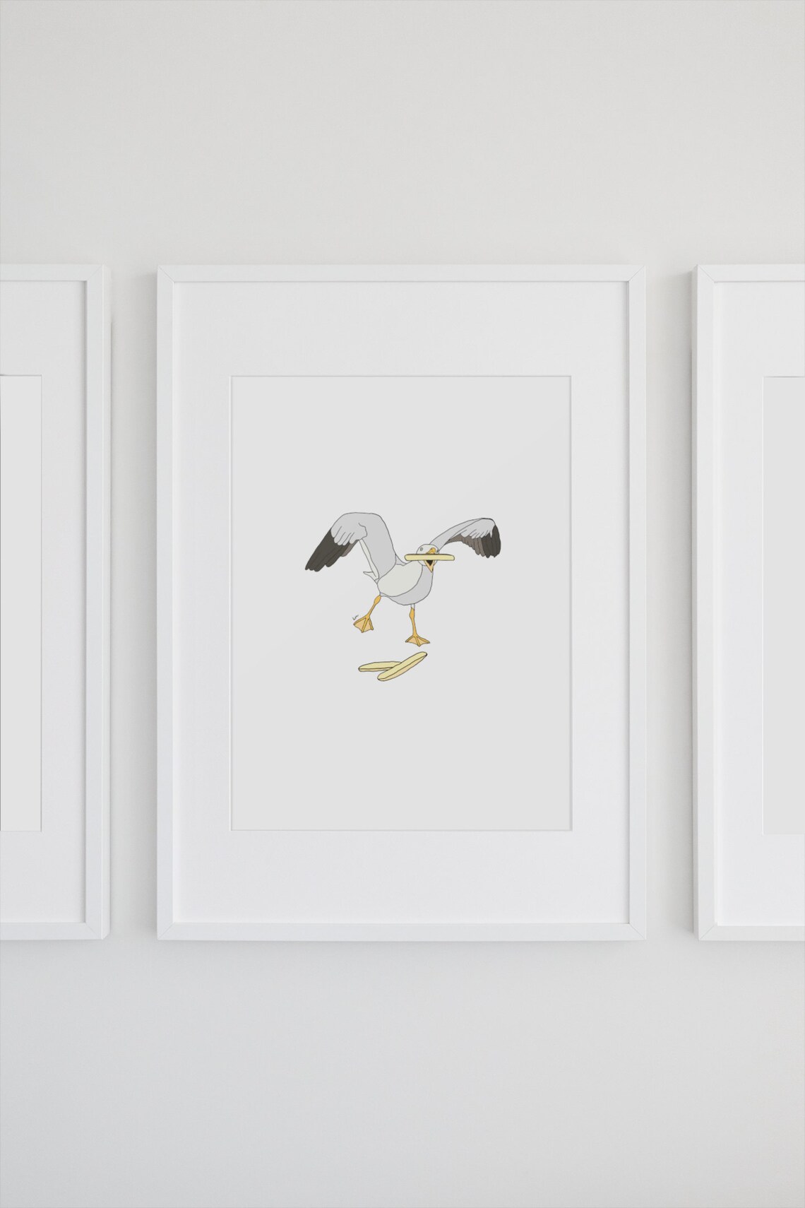 Seagull Chip Thief Art Print, Australian Decor