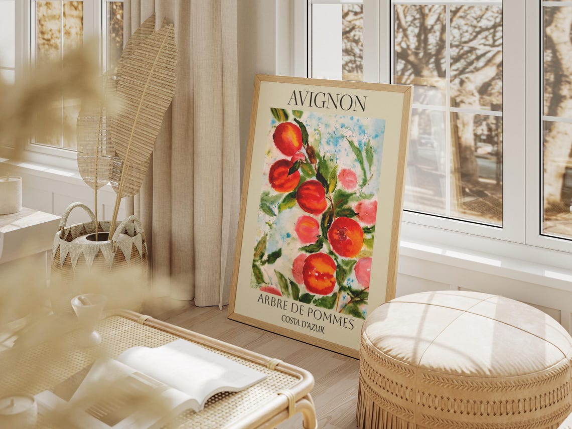 Avignon Apple Tree Orchard Watercolor French Market Style Poster - Image 2
