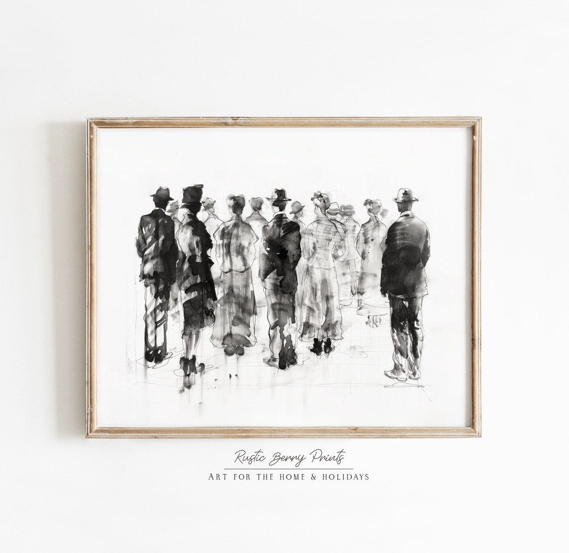 Vintage Figures Sketch Art Print Drawing Neutral Tone Print Antique Art