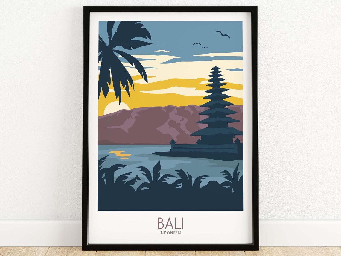Bali Travel Poster, Retro Indonesia Poster Print