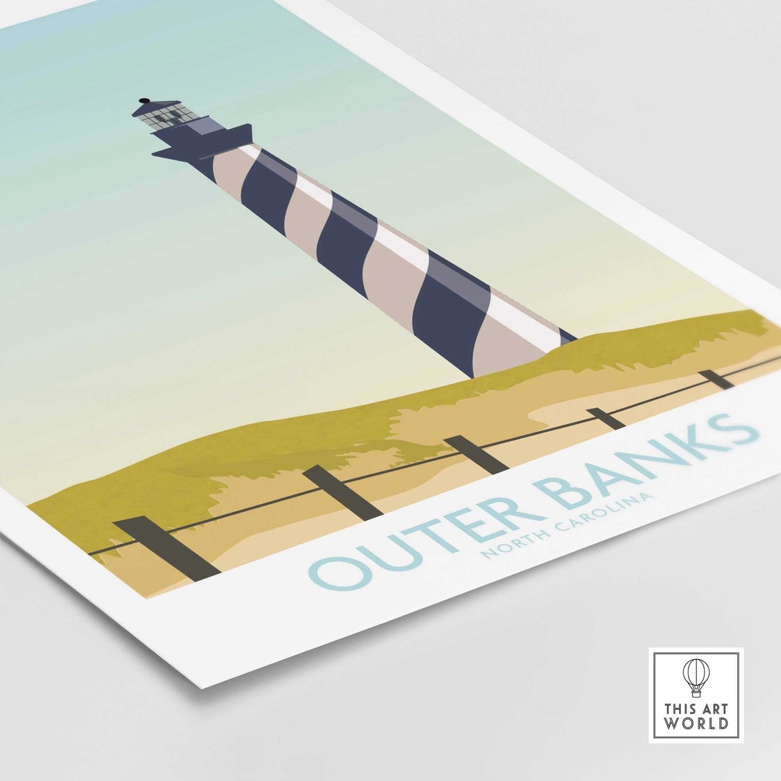 Outer Banks North Carolina Striped Lighthouse Coastal Travel Poster - Image 4