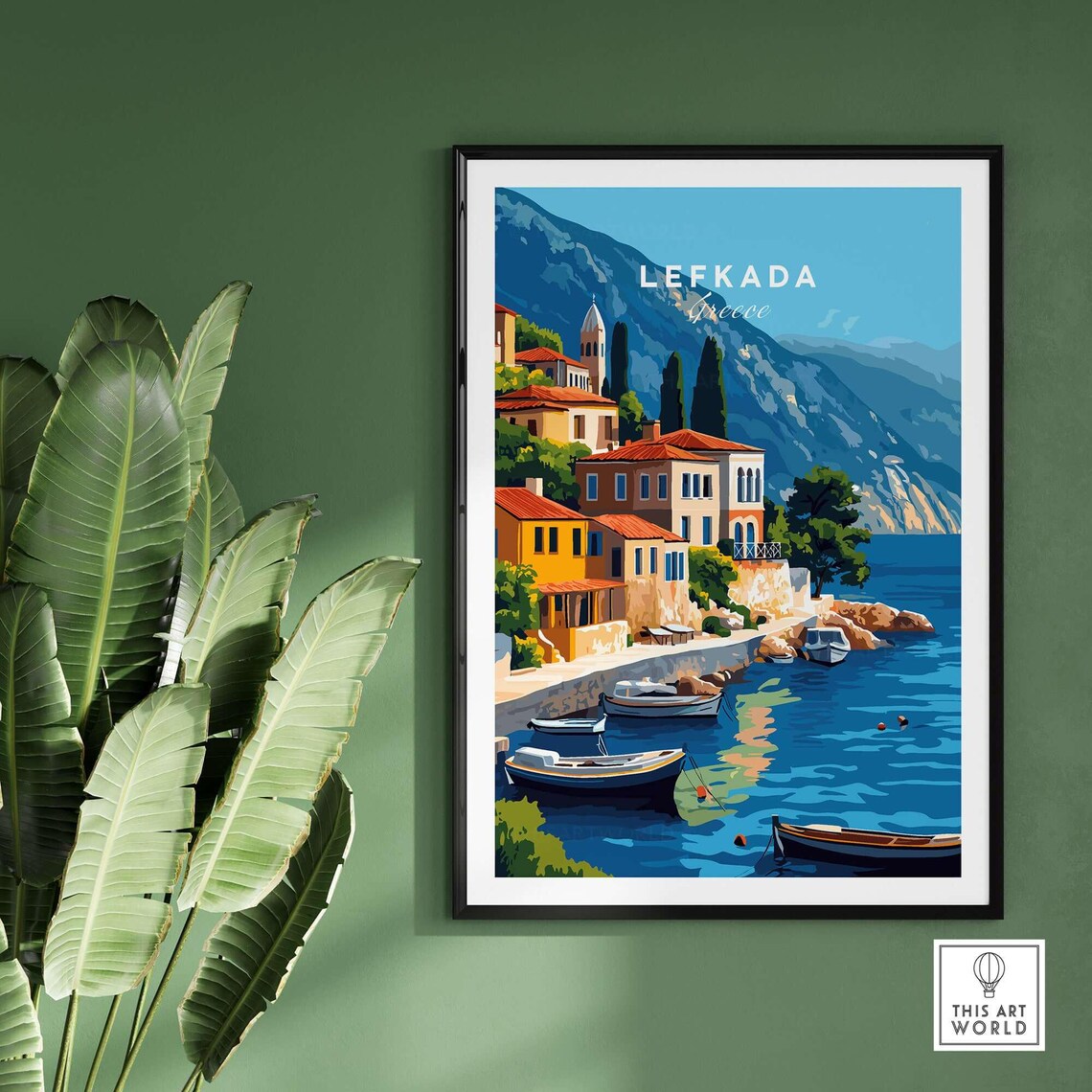 Lefkada Greece Travel Poster, Coastal Landscape - Image 2