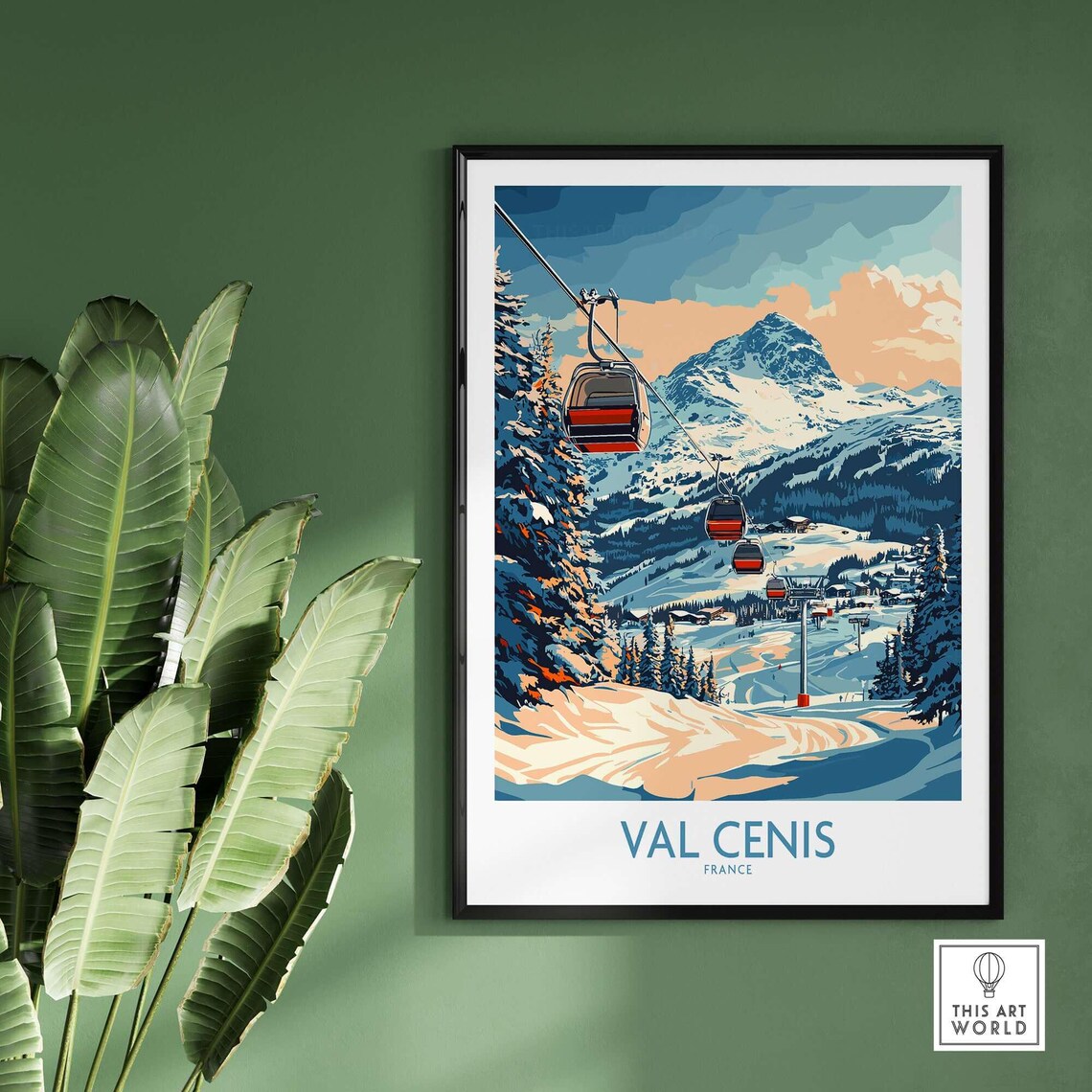 Winter Sports, Skier Mountain Cabin Art Print - Image 2