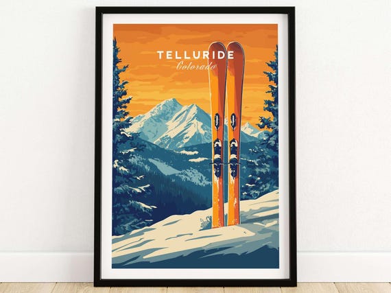 Skiing Wall Art, Telluride Winter Sports Decor