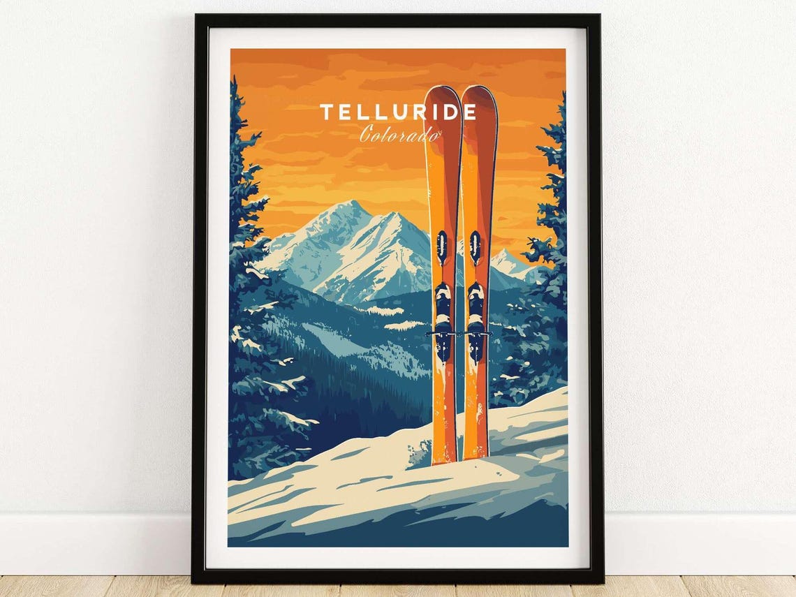 Skiing Wall Art, Telluride Winter Sports Decor