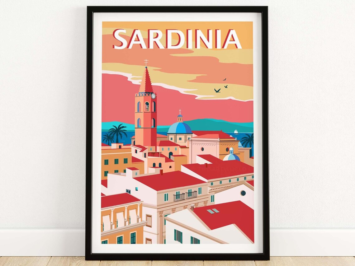Sardinia Italy Travel Poster, Wall Art Print