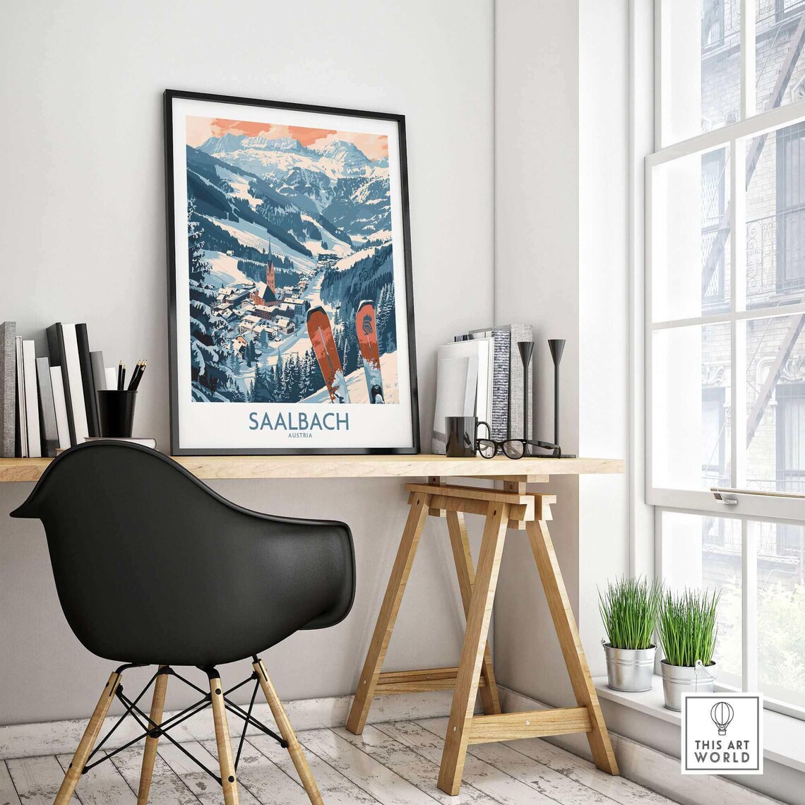 Ski Wall Art Saalbach Ski Lodge Poster - Image 4