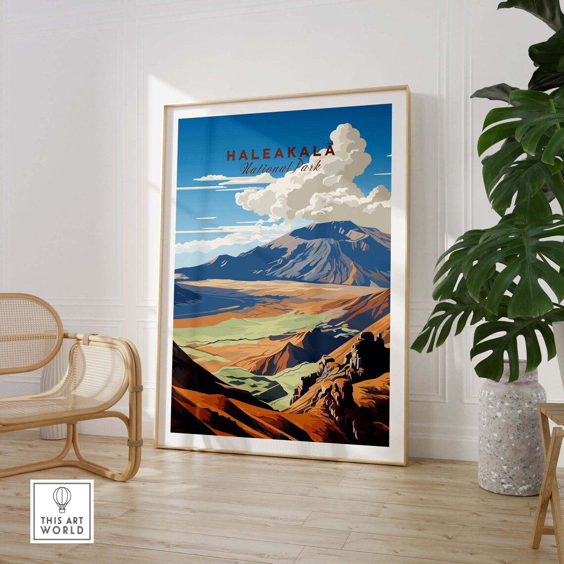 Haleakala National Park Hawaii Volcano Crater Vintage Art Poster - Image 3