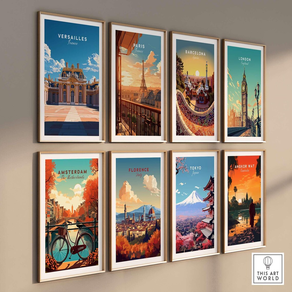 Versailles France Grand Palace Courtyard Bright Blue Sky Travel Poster - Image 3